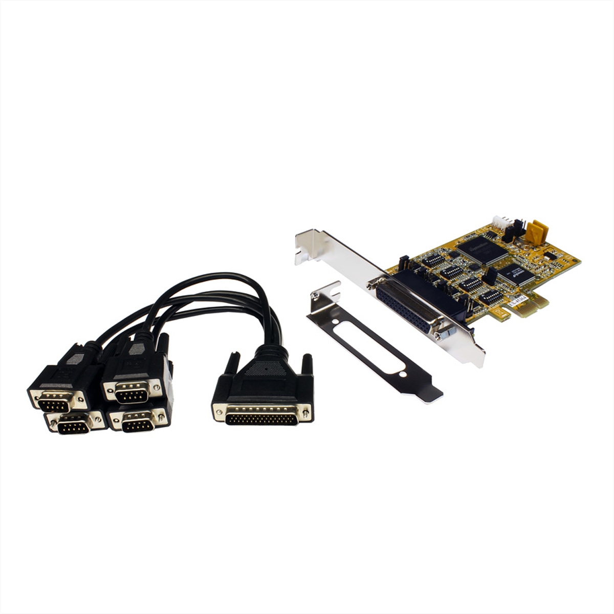 EXSYS EX-45364 4 Port RS-232/422/485 PCIe Karte Low Profile mit Octopus Kabel Image