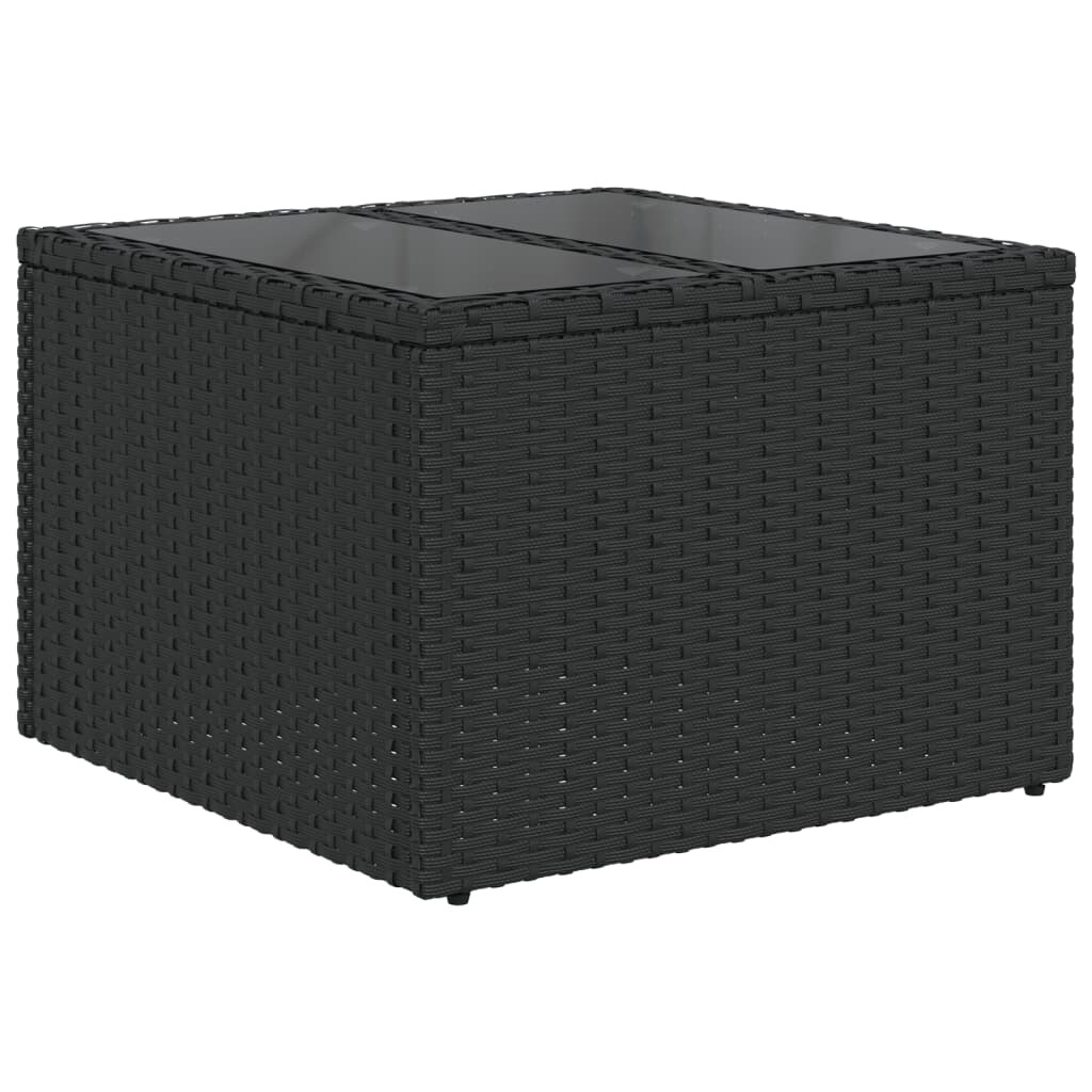 vidaXL Gartentisch mit Glasplatte Schwarz 55x55x37 cm Poly Rattan Image