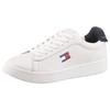 Plateausneaker TOMMY JEANS "ARCHIVE' 98", Damen, Gr. 42, bunt (weiß, dunkelblau), Nappaleder, Textil, sportlich, Schuhe, Freizeitschuh, Halbschuh, Schnürschuh, Kontrastbesatz an der Ferse