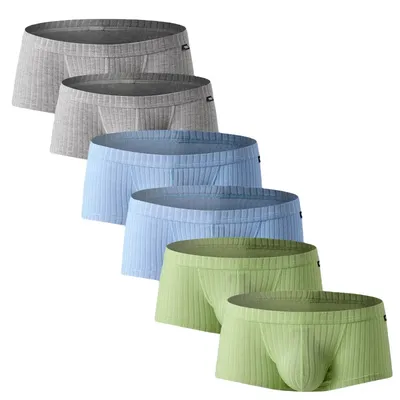 6er-Pack Herren-Unterwäsche, niedrige Leibhöhe, Boxershorts, einlagig, U-konvexer Beutel, Unterhose, atmungsaktive Boxershorts für Herren Image