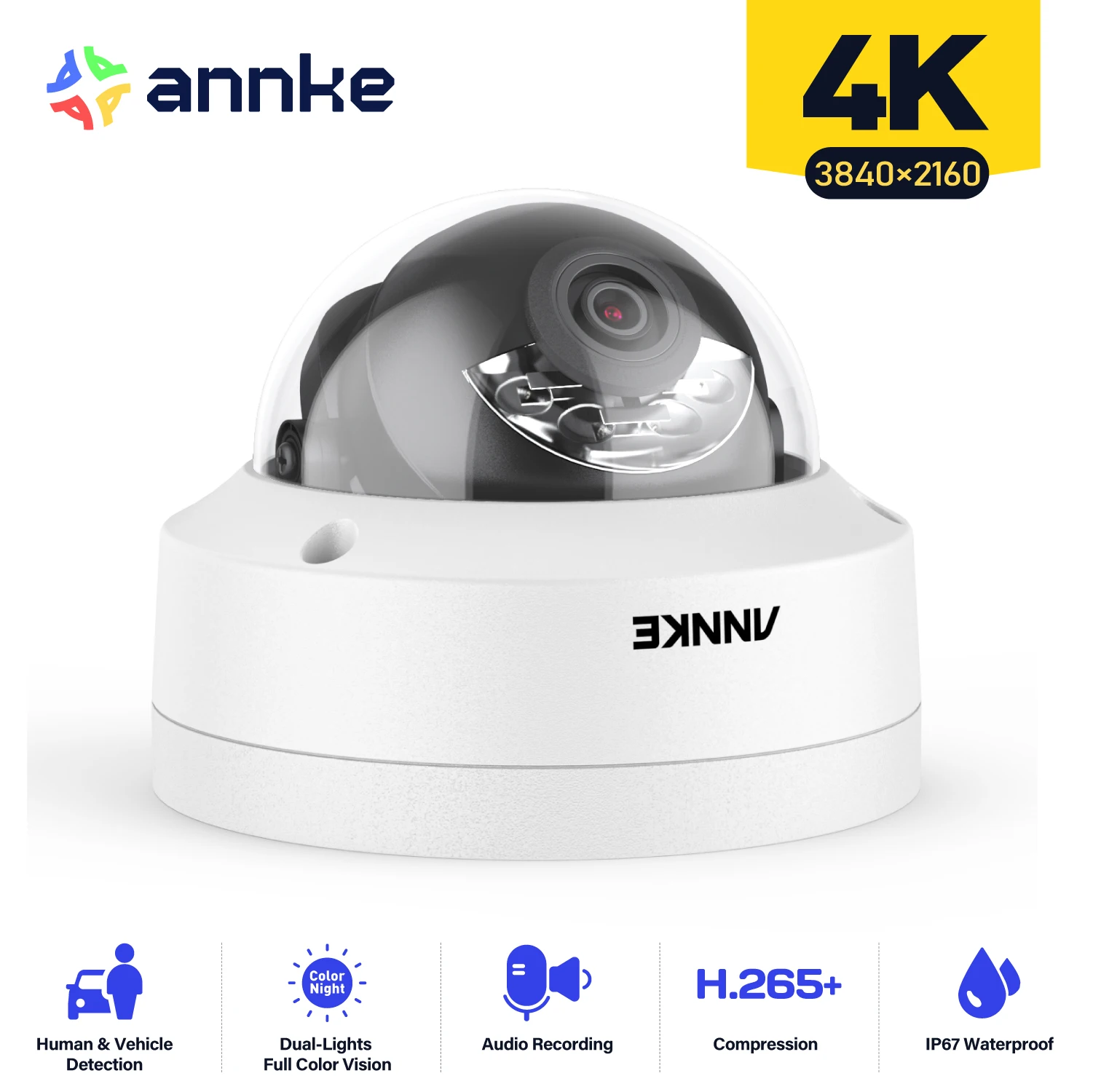 ANNKE 4K Smart Dual Light Bullet PoE Netzwerkkamera IP IK10 8MP Outdoor Indoor Sicherheit Audioaufnahme Überwachungskamera Image