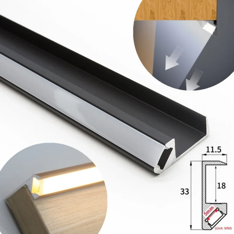 0,5/1 m/teile LED Schrank Regal Licht 45 Beleuchtung Aluminium Profil 18mm Einbau Holzbrett Rückseite Schrank Clip Bar Streifen Lampen