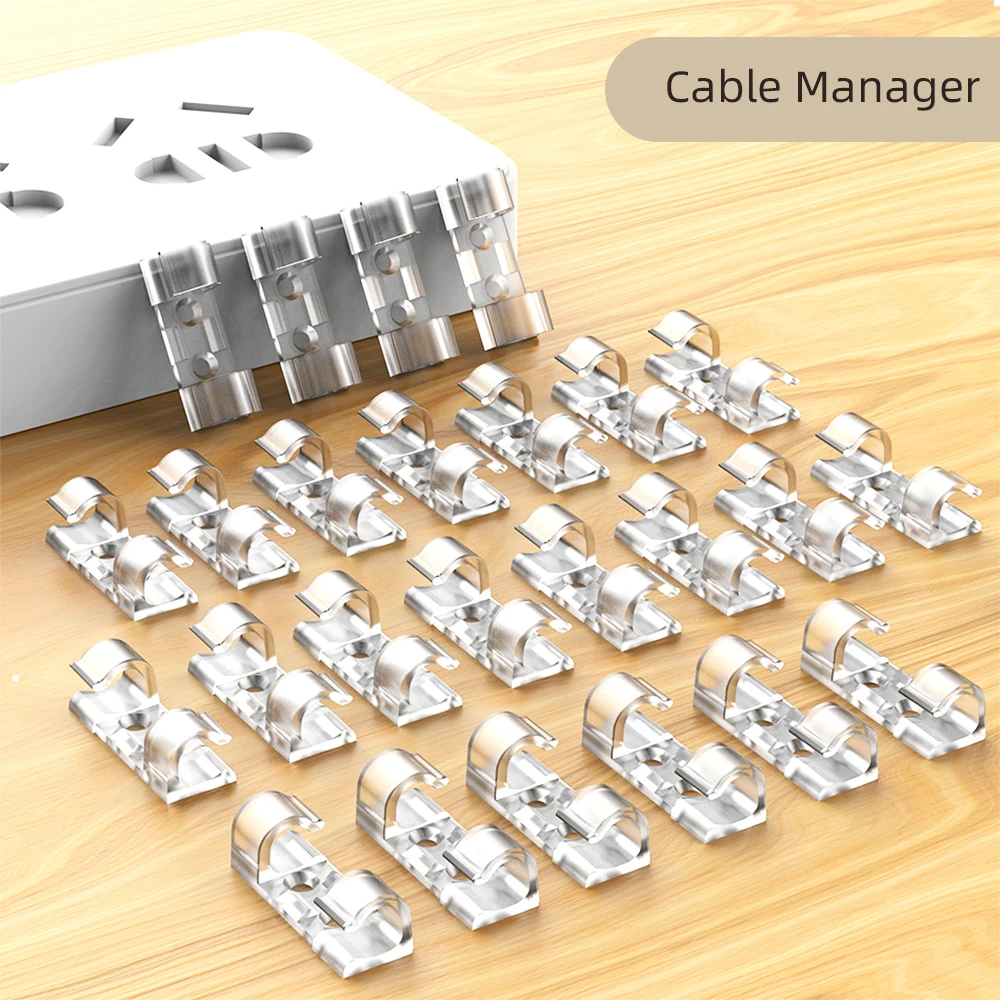 15/30/40Pcs Kabel Clips Organizer Desktop Workstation Draht Manager Kabel Management USB Kabel Spule Feste Klemme draht Wickler Image