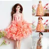 Europäische Mode rosa Spitzenkleider mit Schal Schuhe Halskette Luxus elegantes Abendkleid für 1/6
