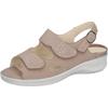 Sandale WALDLÄUFER "MERLE", Damen, Gr. 4, beige (beige, silberfarben), Nubukleder, Basic, Schuhe, Sommerschuh, Komforschuh, Bequemschuh mit Klettverschlüsse, M-Weite