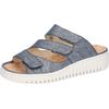 Pantolette WALDLÄUFER "H-WILLOW", Damen, Gr. 7 (40,5), blau (marine), Nubukleder, meliert, Basic, Schuhe, Sommerschuh, Hausschuh, Klettschuh in Komfortweite H (= sehr weit)