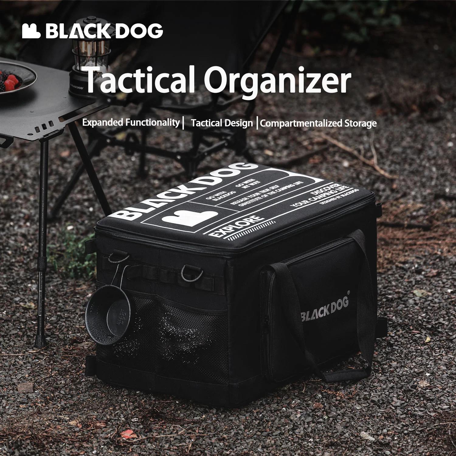 Black Dog Aufbewahrungstasche für Outdoor-Camping-Ausrüstung, große Kapazität, faltbare Aufbewahrungstasche, Gaskanister, Picknick, Kochutensilien, Tasche Image