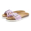 Pantolette ELBSAND "Sandale", Damen, Gr. 36, lila (flieder), Obermaterial: 100% Rindsleder. Decksohle: 100% Rindsleder. Laufsohle: 100% Synthetik, unifarben, casual, Schuhe, Mule, offener Schuh aus Leder mit weichem Komfortkorkfußbett