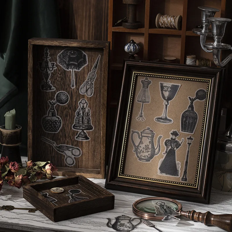 20 Stück Vintage-Objekte, Aufkleber-Set, Kreativität, dekorative Stick-Etiketten, Handkonto, Tagebuch, Album, Scrapbooking-Zubehör Image