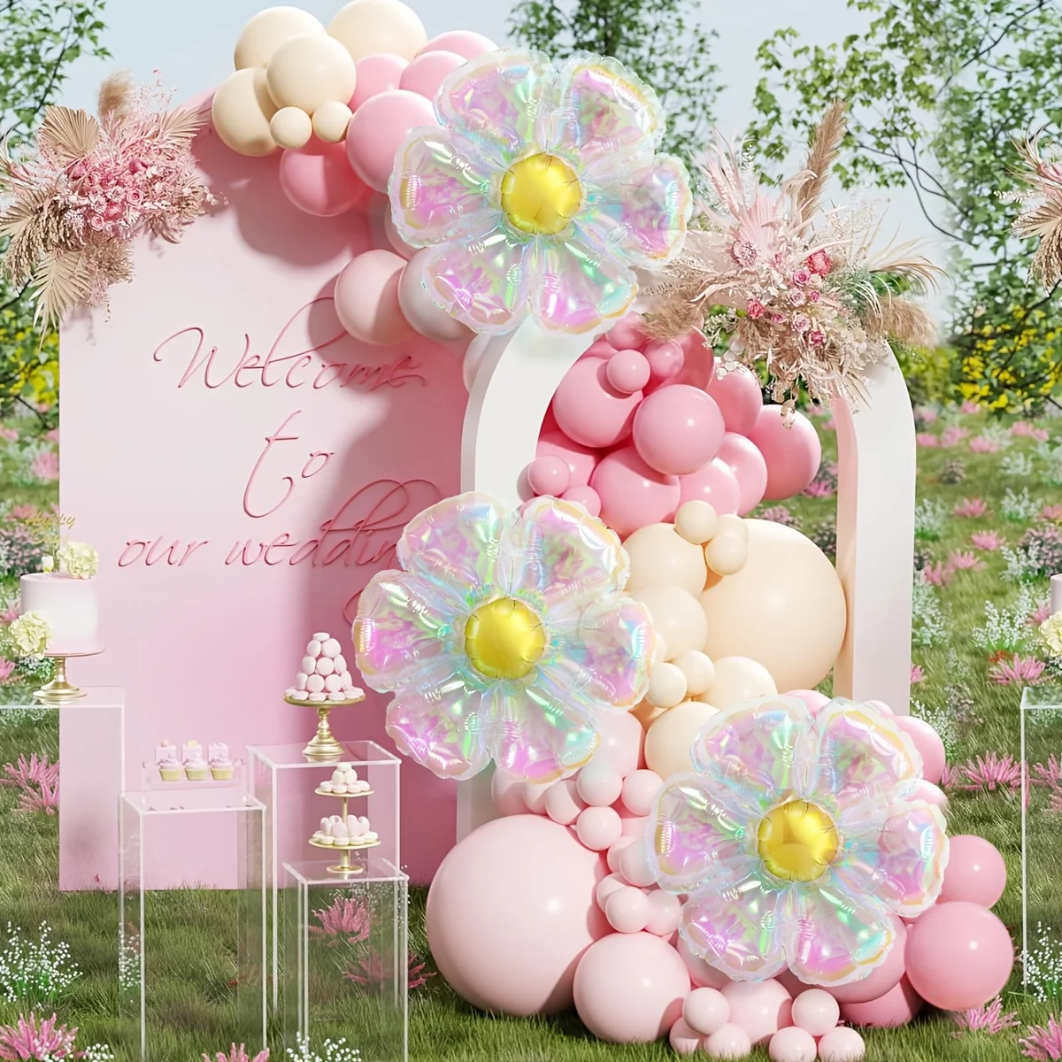 1pc/3pcs Regenbogen Bunte Gänseblümchen Aluminium Folie Ballon Outdoor Blume Party Braut Dusche Hochzeit Jahrestag Geburtstag Dekoration Image