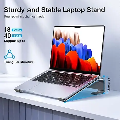 Ergonomischer Laptop-Ständer, Kühlhalterung, Tischhalterung aus Aluminiumlegierung für MacBook, Lenovo, HP, Dell, XPS, 10–18 Zoll Laptop-Zubehör Image