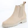 Chelseaboots TAMARIS, Damen, Gr. 36, beige (natur), Nubukleder, klassisch, Schuhe, Blockabsatz, Businessschuh, Schlupfboots, Stiefelette, Logoprägung