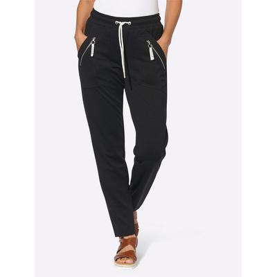 Schlupfhose CASUAL LOOKS, Damen, Gr. 46, Normalgrößen, schwarz, 76% Polyester, 20% Viskose, 4% Elasthan, unifarben, lang, Hosen Image
