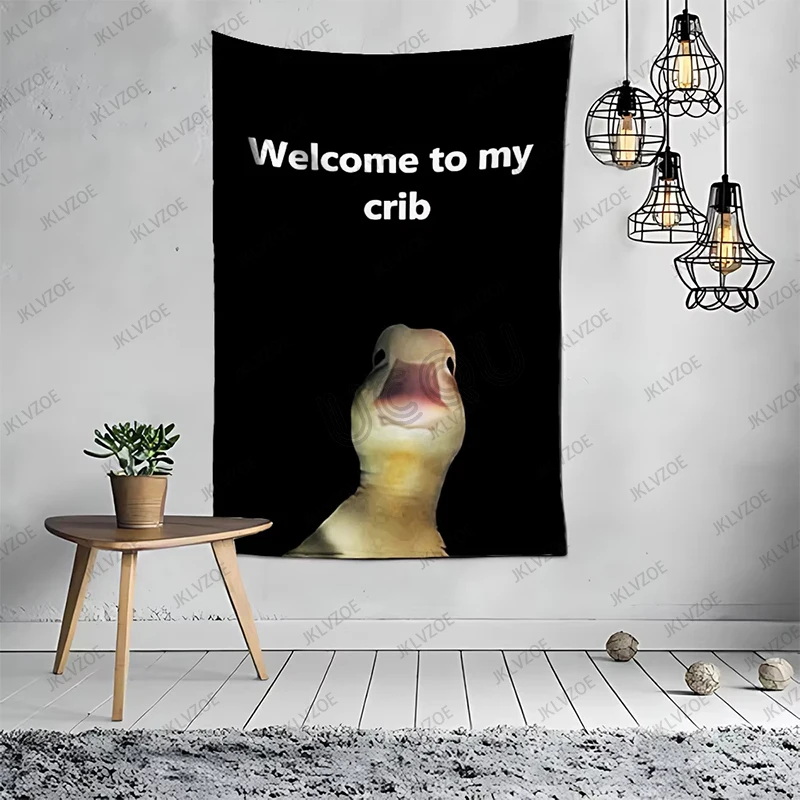 Willkommen in meinem Kinderbett, lustiger Flaggen-Wandteppich, Kunstzimmer, Heimdekoration, Hippie-Wandbehang, Schlafzimmer, Schlafsaal, Hintergrund, Geschenk-Wandteppich Image