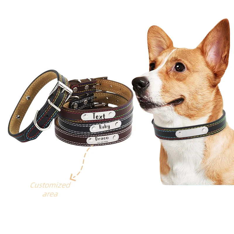 Personalisierte Hundehalsbänder für Welpen, individuelles weiches Hundehalsband mit eingraviertem ID-Name und Nummer, verstellbares, robustes Hundehalsband Image