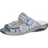 Pantolette WALDLÄUFER "GARDA", Damen, Gr. 4,5 (37,5), blau (jeansblau), Veloursleder, gemustert, casual, Schuhe, Sommerschuh, Klettschuh, Hausschuh in Bequemweite G (= weit)