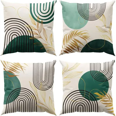 Grüner und goldener geometrischer Kissenbezug, Schlafzimmer-Sofa, dekorativer Kissenbezug mit Image