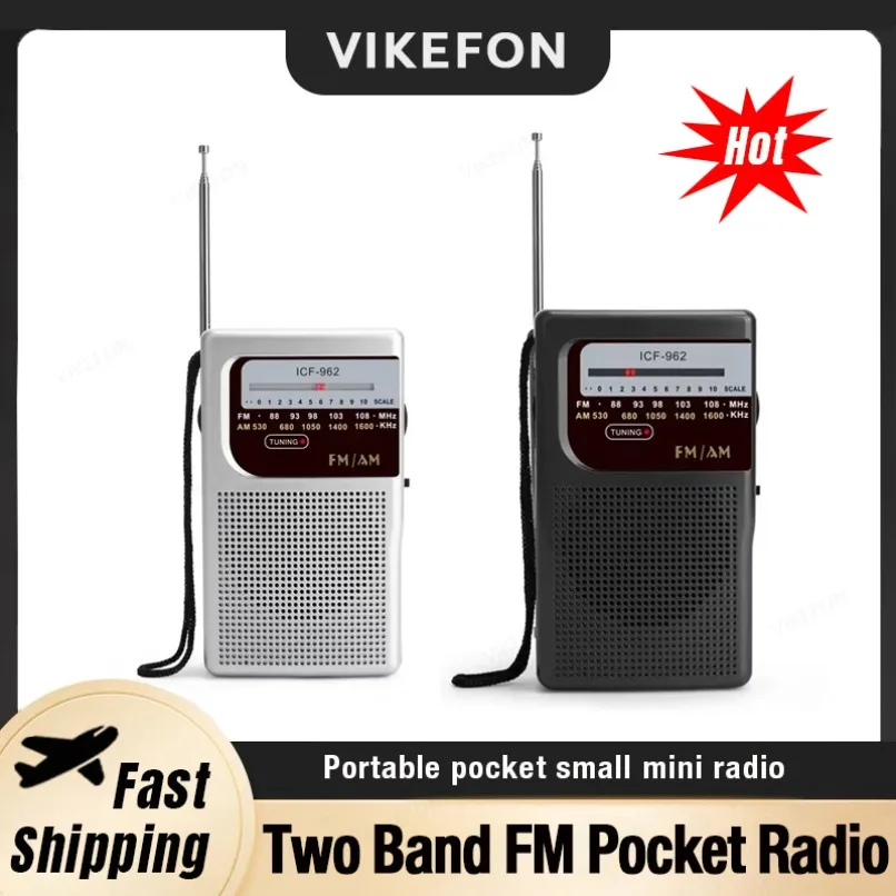 Tragbares Mini-AM/FM-Radio mit AA-Batterie, Dualband-Stereo-Taschenradio, geeignet für Zuhause, Outdoor, Wandern, Camping, mit Kopfhöreranschluss Image