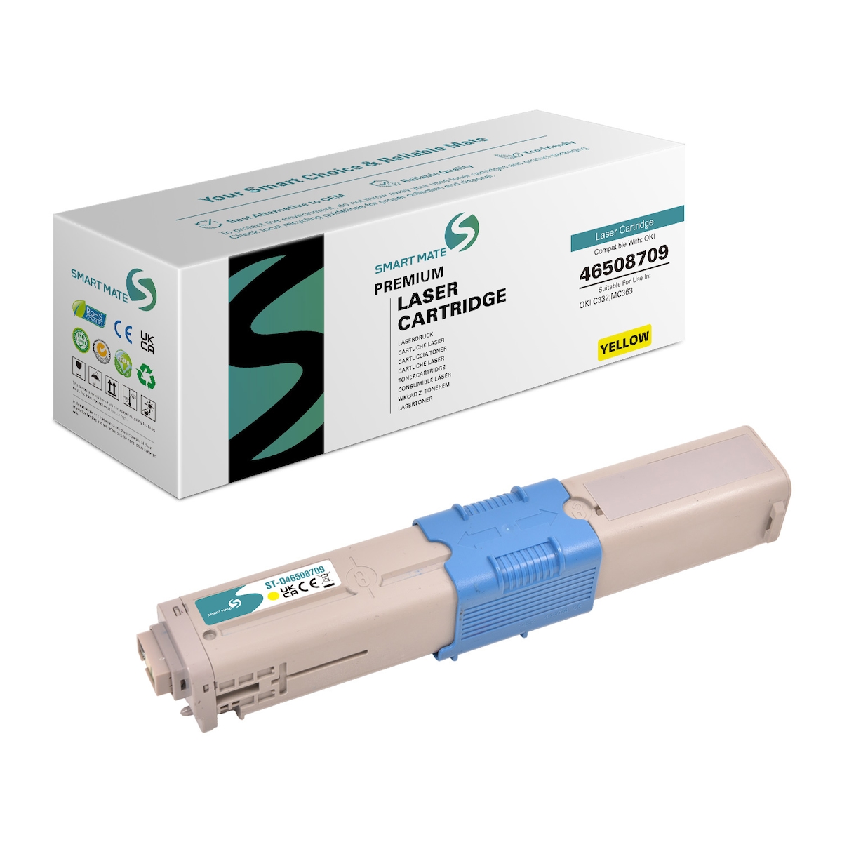 SmartMate wiederaufbereitete Laser Toner Patrone für OKI 46508709 Gelb Image