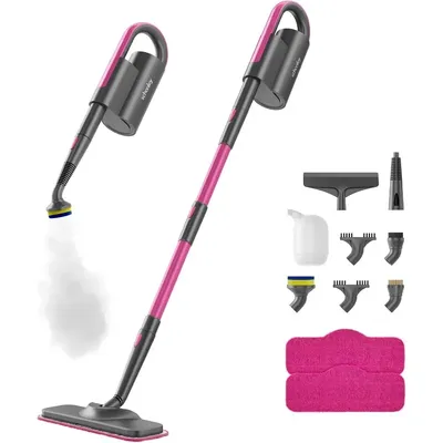 7-in-1 Steam Mop Dual-Rod Design with Detachable Handheld Steamer for Walls, Grouts, Hard Floors,