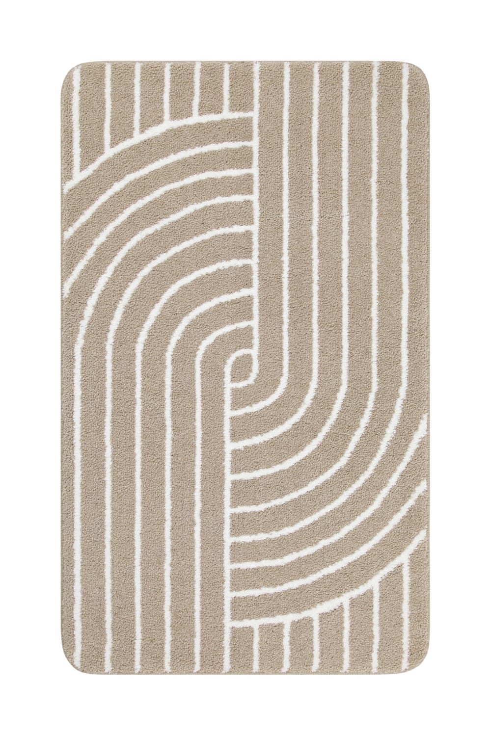 Tapis de bain beige et blanc 80x150