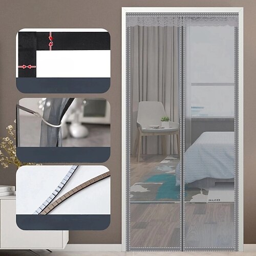 Magnetische Fliegengittertür tragbar Netzscreen-Tür Fliegen- oder Insektenscreen magnetisch Durchgang für Schiebetür Garage Patio Küche Wohnzimmer Fensterraum Schlafzimmer Bar Haustier und Kind Image