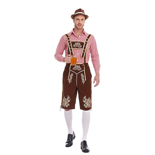 Oktoberfest Outfits Lederhosen Hemd Bayerisch München Wiesn Herren Karneval Bier Festival Stoff im traditionellen Stil Image