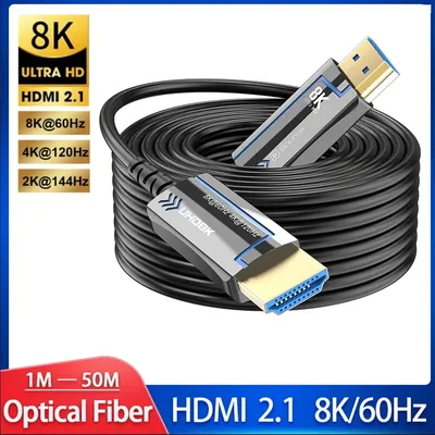 LMCNZZ Fiber Optic HDMI 2.1 Cable 8K@60Hz 4K@120Hz HDMI Cable Dynamic 48Gbps HDR/eARC/HDCP for HD TV PS5 Blu-ray Speed Computer