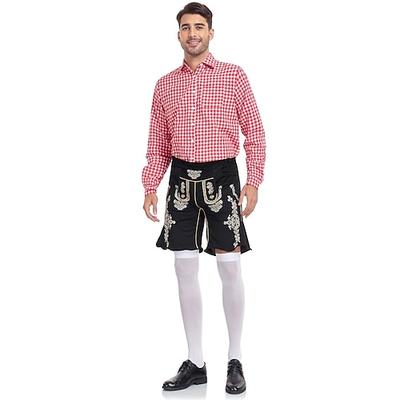 Oktoberfestbier Kostüm Outfits Lederhosen Hemd Dienstmädchen Bayerisch München Wiesn Herren Karneval Bier Festival Stoff im traditionellen Stil Image