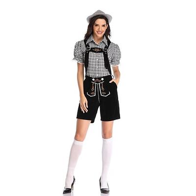 Karneval Oktoberfestbier Kostüm Outfits Lederhosen Hemd Bayerisch München Wiesn Damen Karneval Bier Festival Stoff im traditionellen Stil Image
