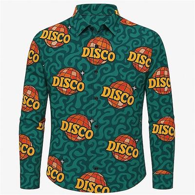 Retro Vintage 1970er Hemd Disco Geometrisch Herren Halloween Karneval Pride Parade Pride-Monat Festival Erwachsene Hemd Image