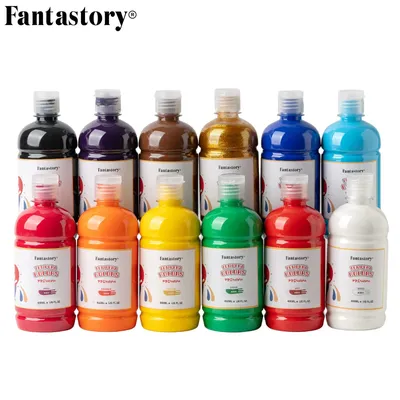 500ml 12 Colors Washable Tempera Paint, Poster Paint Sponge Painting, Non-Toxic Paint Finger Paints Hand Paints Bottles Gifts ﻿
