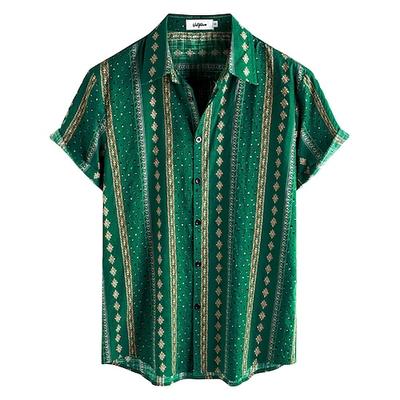 Retro Vintage Boho 1970er Hemd Hawaiihemden Hippie Stammes Ethnisch Herren Halloween Karneval Musikfestival Strandurlaub Retro-Mottoparty Erwachsene Hemd Image