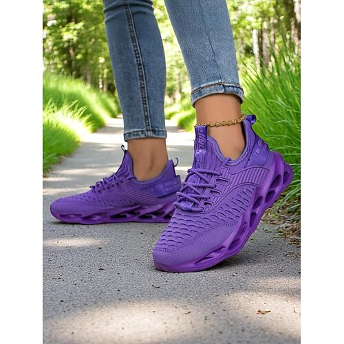 Leichte, atmungsaktive Strick-Sneaker für Damen mit Regenbogenstreifen – lässige Slip-On-Laufschuhe zum Spazierengehen, Reisen und für den Alltag Image