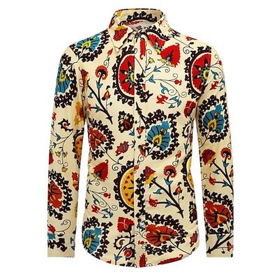 Retro Vintage Boho 1970er Hemd Hippie Ethnisch Susani Herren Halloween Karneval Straßentanz Retro-Mottoparty Festival Erwachsene Hemd Image