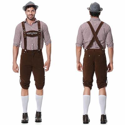Oktoberfestbier Kostüm Lederhosen Hemd Alpenhut Bayerisch München Wiesn Herren Karneval Bier Festival Stoff im traditionellen Stil Image