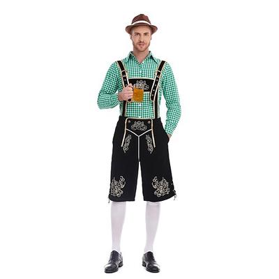 Oktoberfestbier Kostüm Outfits Lederhosen Hemd Bayerisch München Wiesn Herren Karneval Bier Festival Stoff im traditionellen Stil Image