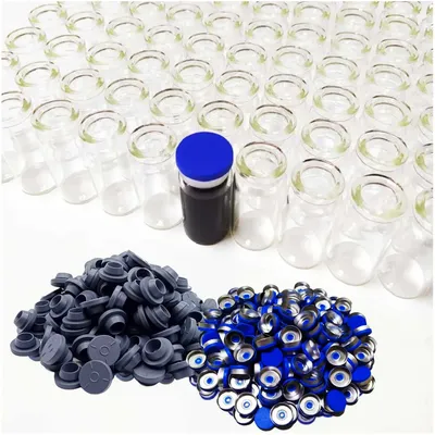 100PCS Transparent Glass Lab Vial With Caps & Stopper Small Bottles Experimental Test Liquid Containers Transparent Lab Vial