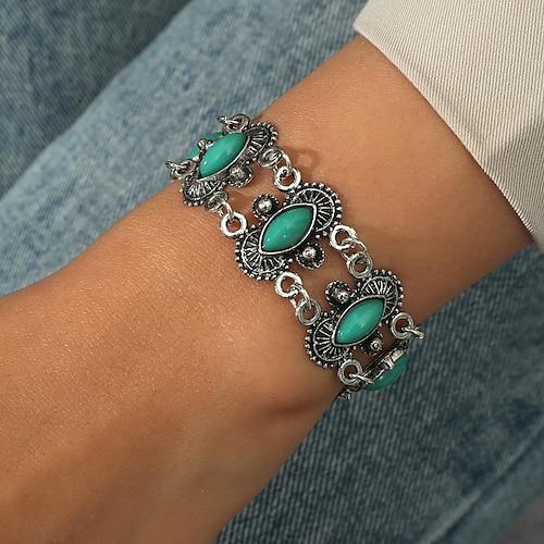 Damen Armband Retro Blume Böhmische Legierung Armband Schmuck Rote / Grün Für Täglich Ferien