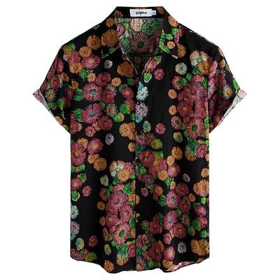 Retro Vintage Boho 1970er Hemd Hawaiihemden Hippie Blumen Herren Halloween Karneval Musikfestival Strandurlaub Retro-Mottoparty Erwachsene Hemd Image