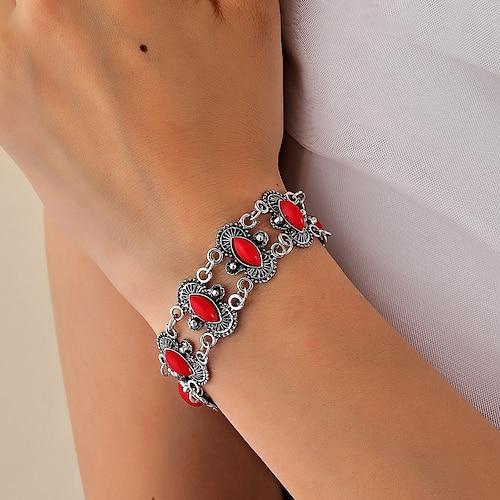 Damen Armband Retro Blume Böhmische Legierung Armband Schmuck Rote / Grün Für Täglich Ferien