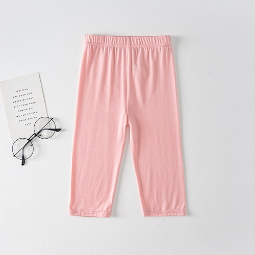 Kinder Mädchen Leggings Einfarbig Täglich Schule 4-12 Jahre Frühling Schwarz Weiß Rosa Image