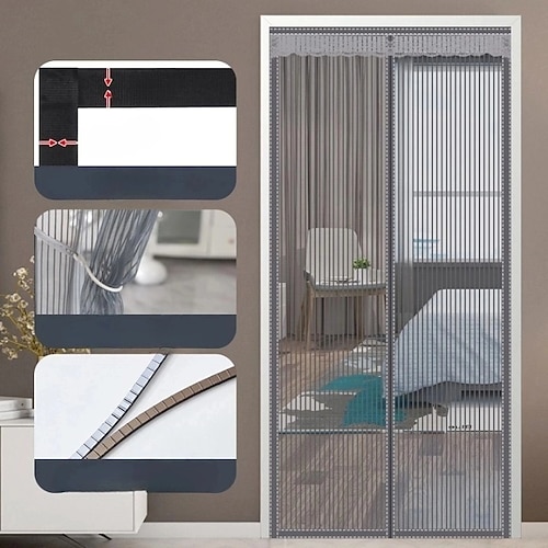 Magnetische Fliegengittertür tragbar Netzscreen-Tür Fliegen- oder Insektenscreen magnetisch Durchgang für Schiebetür Garage Patio Küche Wohnzimmer Fensterraum Schlafzimmer Bar Haustier und Kind Image