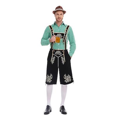 Oktoberfestbier Kostüm Outfits Lederhosen Hemd Bayerisch München Wiesn Herren Karneval Bier Festival Stoff im traditionellen Stil Image