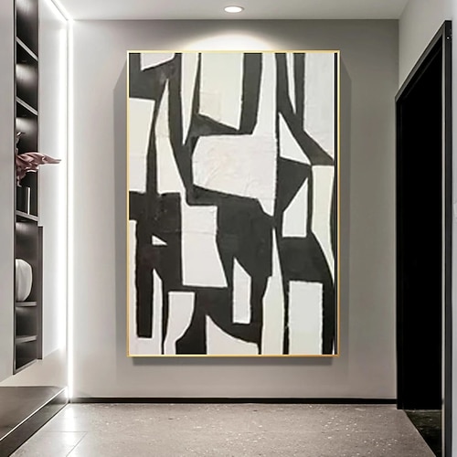 schwarz-weißes Ölgemälde handgemachte Wandkunst 3er-Set abstrakte Malerei auf Leinwand handgemalte Textur moderne Malerei Wandkunst moderne abstrakte Malerei Wandkunst Wanddekoration Image