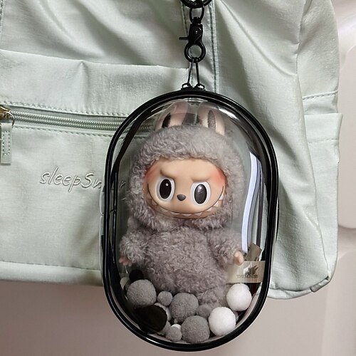 Schutztasche für Labubu für 17CM Puppe CryingBaby-Serie transparente PVC-Hülle für 17 CM Puppe Präsentationsbox für Labubu Crying Again Plüsch einfache Installation schütze deine Puppe Image
