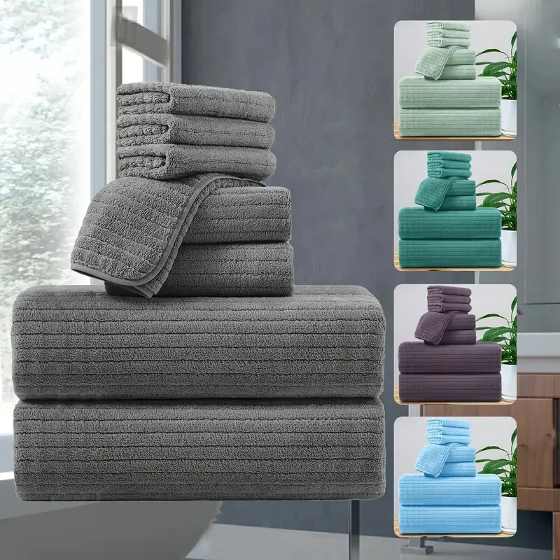 Set asciugamani da bagno da 8 pezzi - 4 salviette, 2 asciugamani per il viso e 2 asciugamani da bagno - Assorbenti e ad asciugatura rapida, ideali per bagno, palestra e uso alberghiero