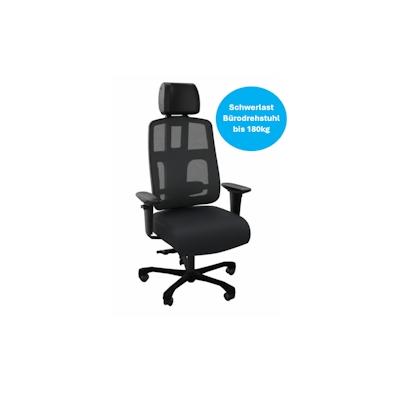 BP Bürodrehstuhl MESH Plus, mit Kopfstütze Leder gepolstert, bis 180kg Image