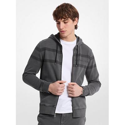 Michael Kors Logo Garment-Dyed Cotton Zip Up Hoodie Black S