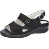 Sandale WALDLÄUFER "MERLE", Damen, Gr. 4,5, silber (schwarz, silberfarben), Nubukleder, Basic, Schuhe, Sommerschuh, Komforschuh, Bequemschuh mit Klettverschlüsse, M-Weite